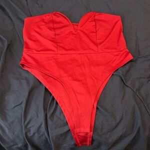 Red One-Piece Bodysuit